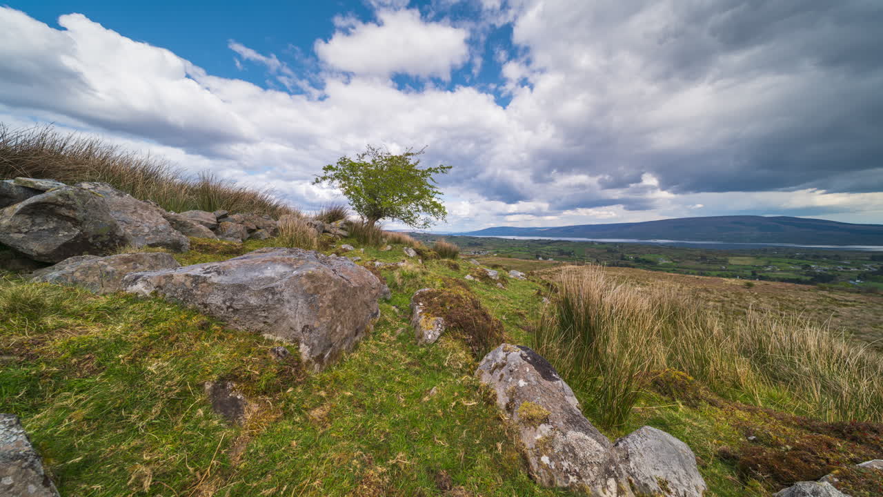 Scenic Landscape with Rocks and Clouds
