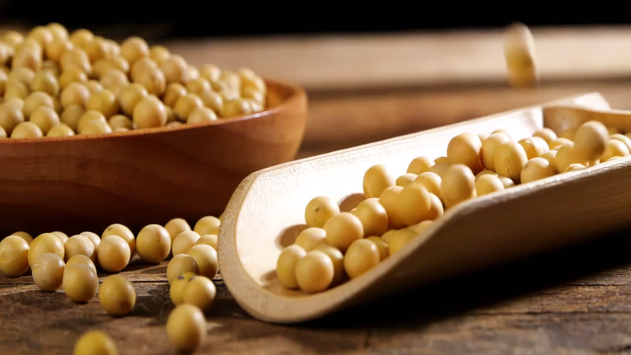 A variety of different colored Raw healthy grain food, Various grains, cereals, beans, legumes are rotated in wooden decoration for advertisement concept
