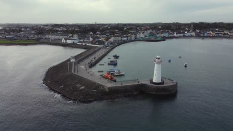 aerial view of donaghadee town on an overcast day, county down, northern ireland