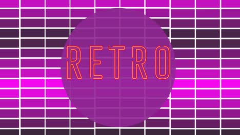 animación de retro en círculo púrpura sobre fondo a cuadros rosa