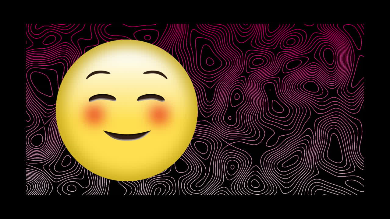 Animace ikony emoji na vzorovaném pozadí.