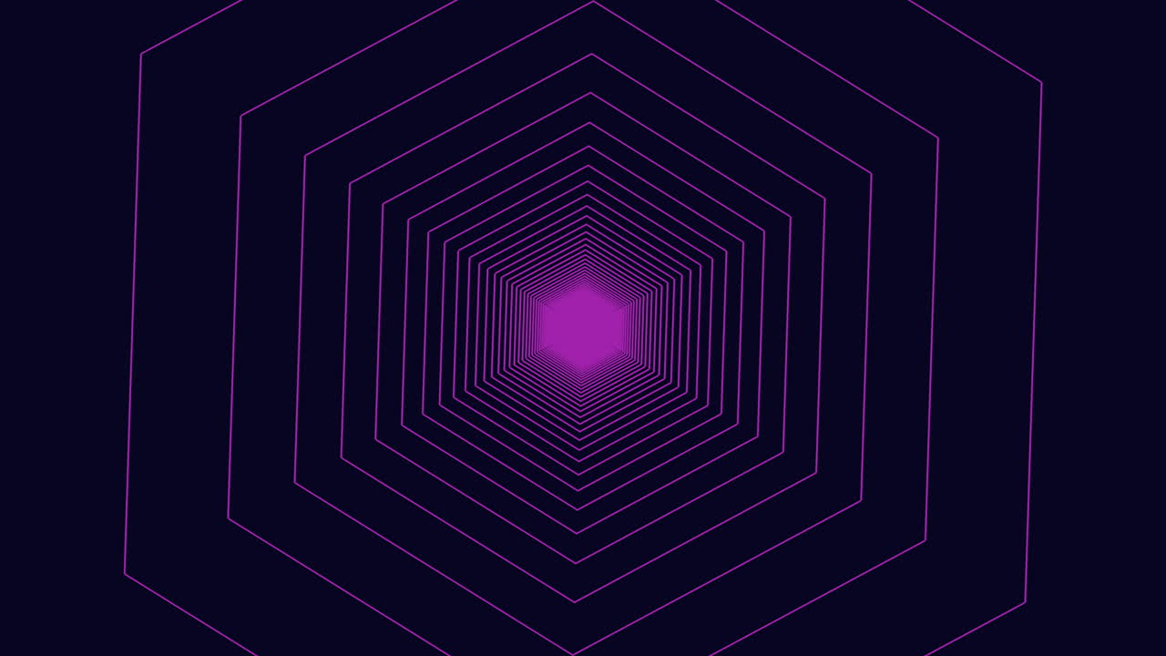 misteriosos hexágonos púrpuras en un laberinto sobre un fondo negro