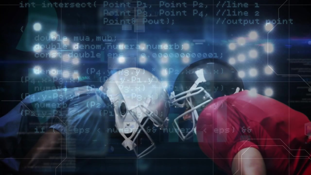 Animación de procesamiento de datos sobre diversos jugadores de rugby