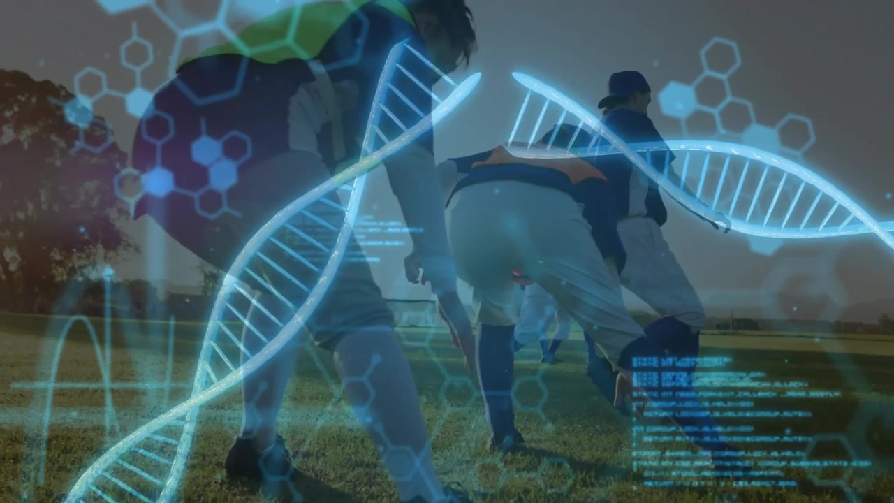 Baseballhold jogger på yderbanen og igangsætter DNA-helix-overlejringer, der forener markspil med analyse.