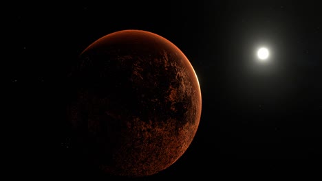 órbita lenta del sol alrededor del planeta marte rojo y estéril en el espacio ultraterrestre profundo