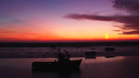 static shot to rising view of red sunrise dji mavic 2 pro 4k