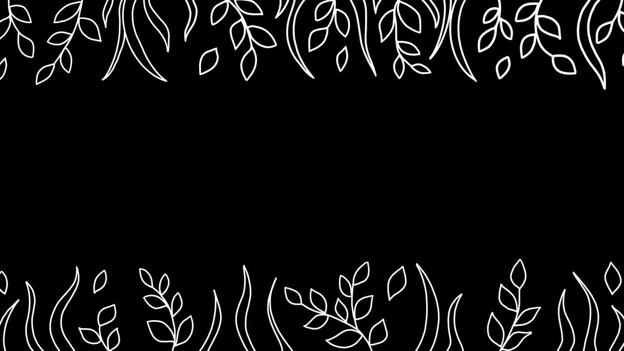 Hand-drawn LOOP Animation cute Text Template with Leafs in Doodle style on transparent background. Alpha channel.