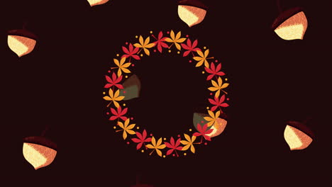animación del patrón de las bellotas de la temporada de otoño