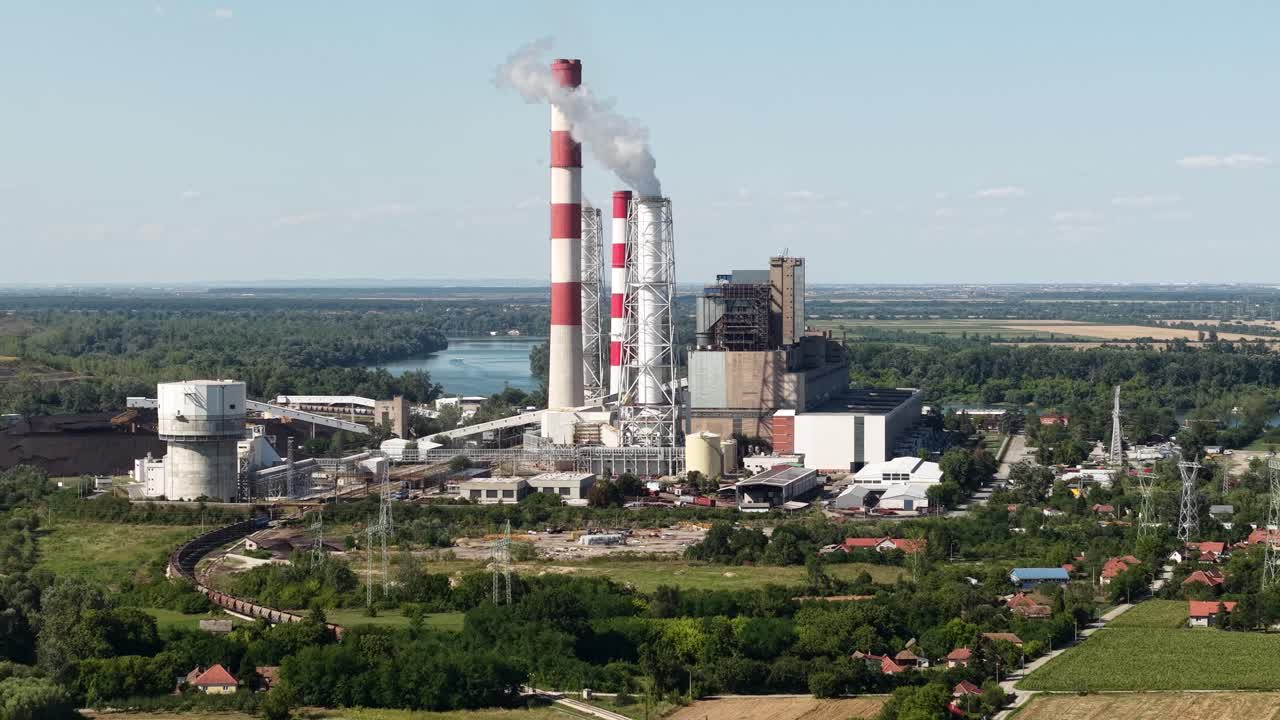 Aerial view of a coal-fired power plant