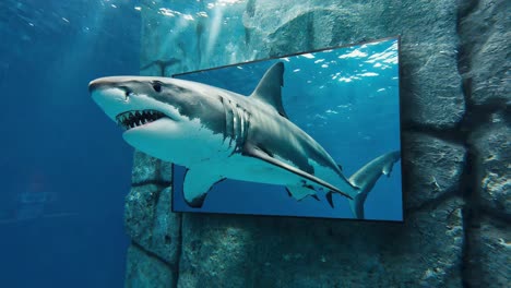 great white shark in aquarium display