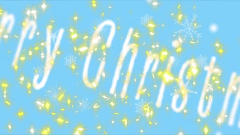 Animation-of-snowflake-icons-falling-over-merry-christmas-text-banner-against-green-background