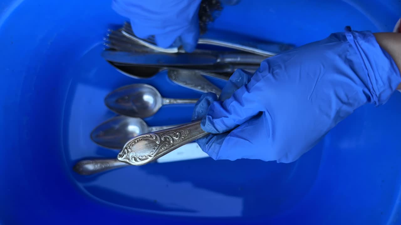 Washing Silverware with Gloves