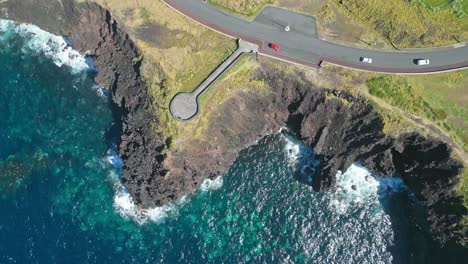 crystal clear blue waters around miraduro das pedras negras, são miguel, azores