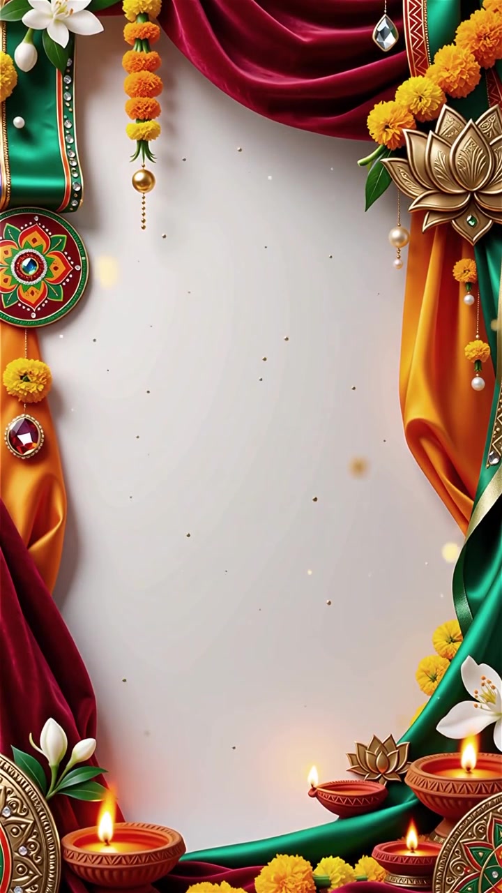 Sfondo del Festival Diwali con lanterne e decorazioni tradizionali Diyas.