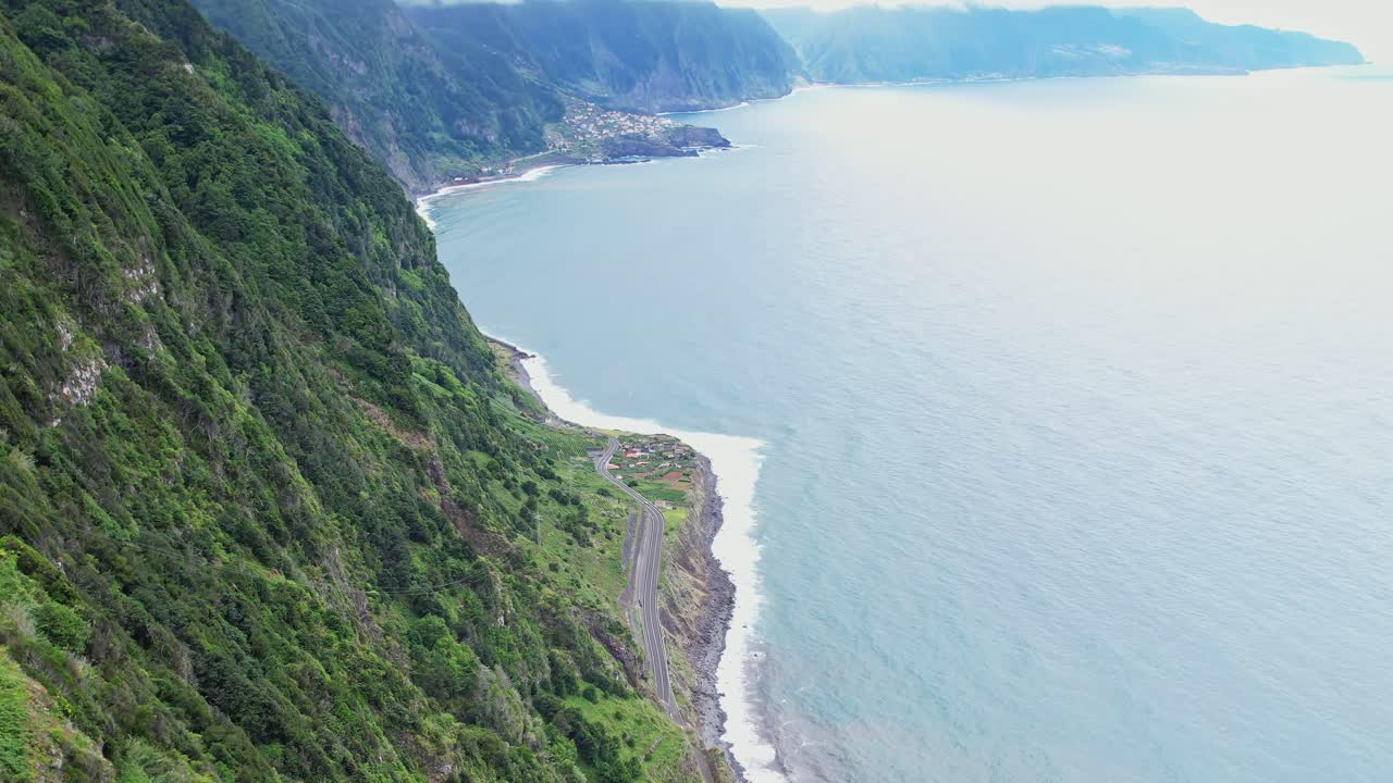 Stunning aerial view of Madeira's coastline and lush cliffs