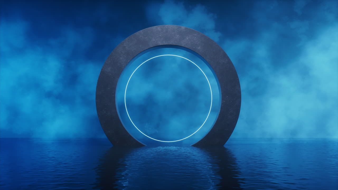 추상적인 네온 선과 어두운 배경, 3d 렌더링