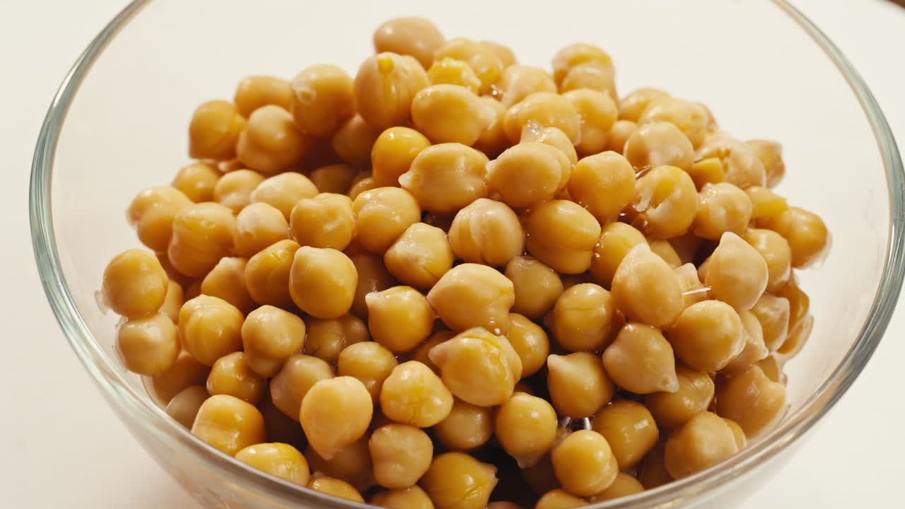 Canned Chickpeas in Glass Bowl