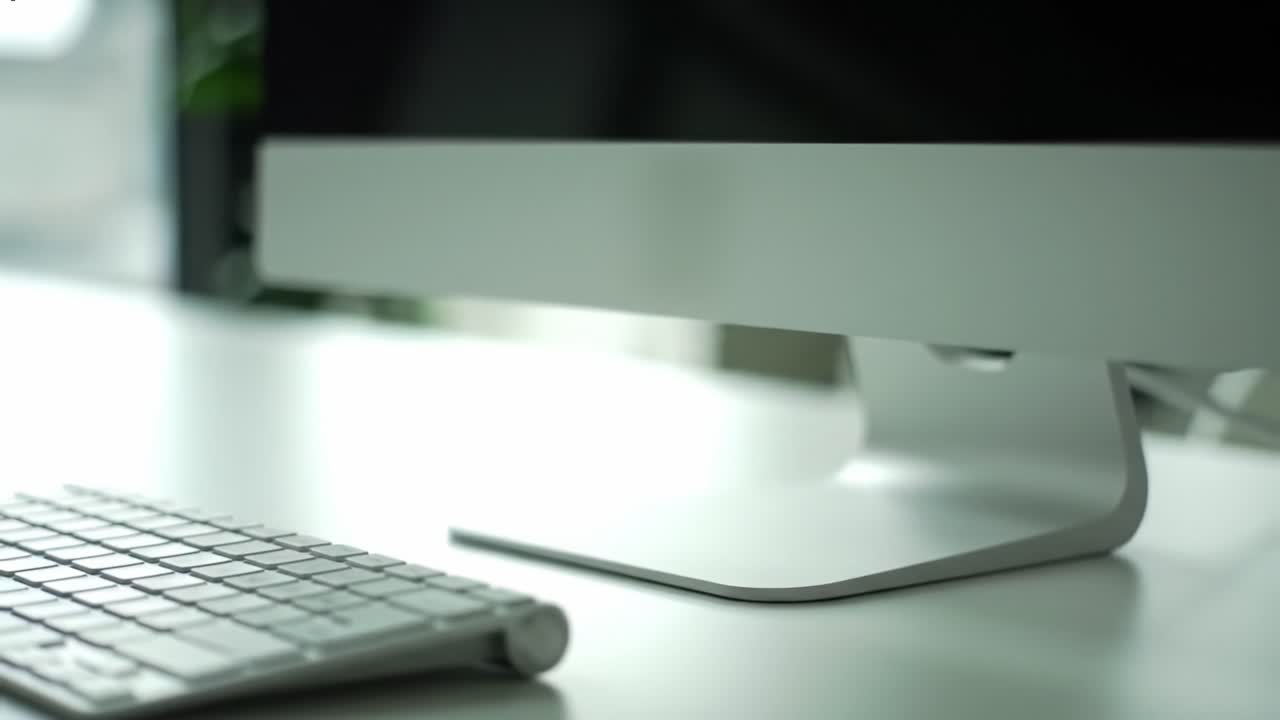Modern Computer Setup Featuring Sleek Monitor and Keyboard in Minimalist Workspace Environment Enhancing Productivity and Aesthetic Appeal