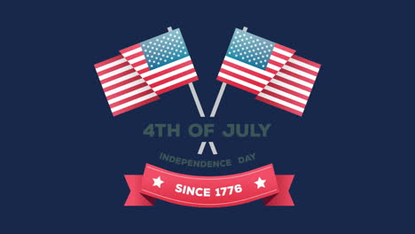 4th of july, independence day since 1776 text in a banner and american flags