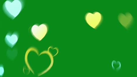 abstract hearts on green screen