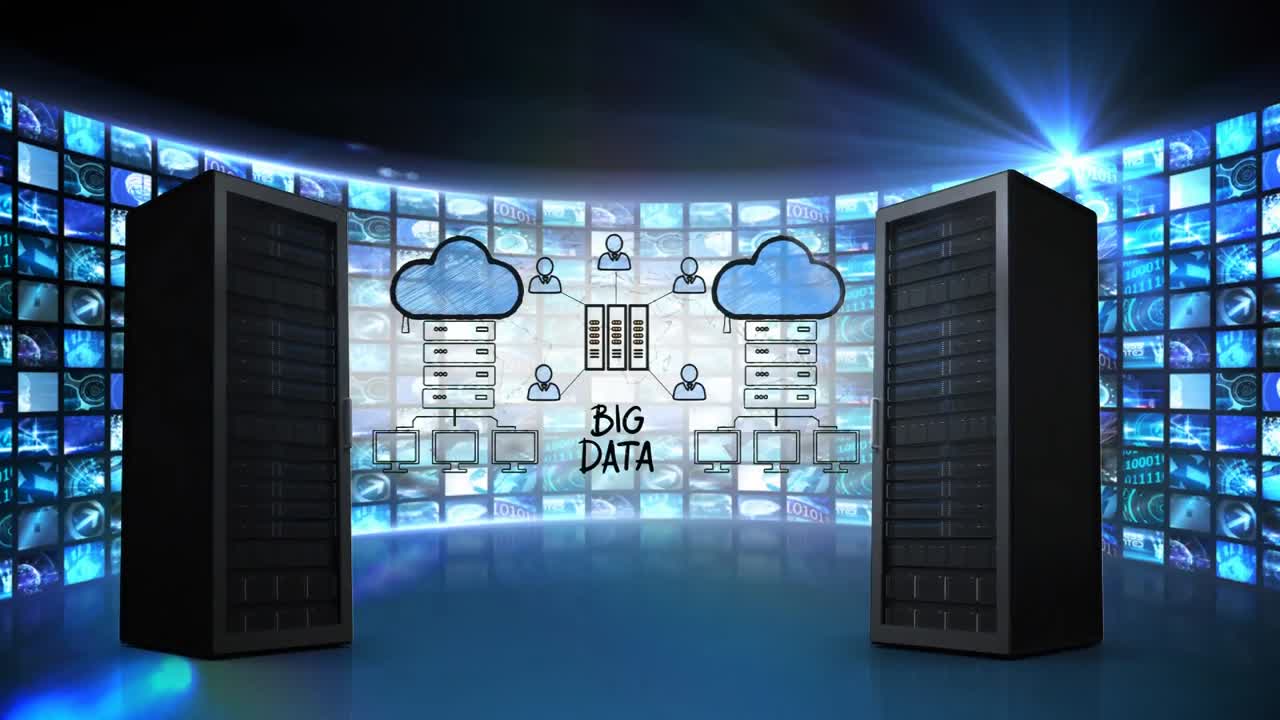 Server Towers And Illustration Of Cloud Network Free Stock Video ...