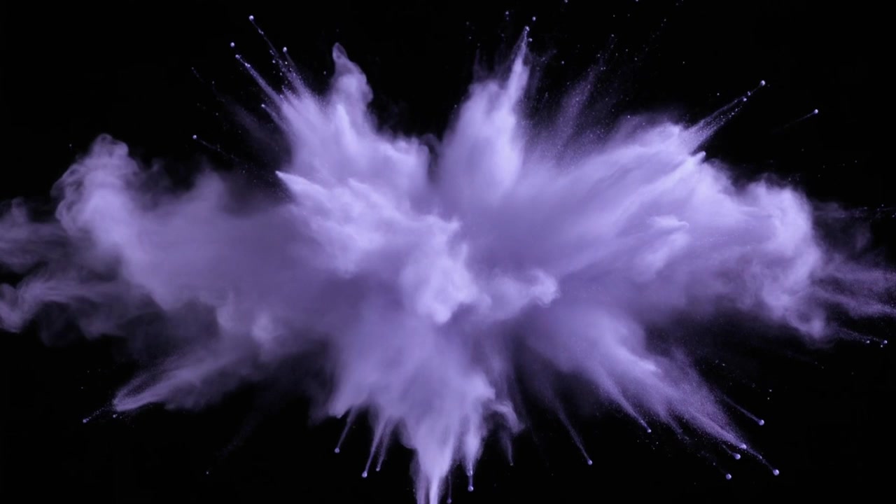 Purple Powder Explosion Isolated on Black Background