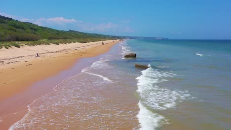 Gute-Antenne-über-Omaha-Beach-Normandie-Frankreich-Standort-Des-Zweiten-Weltkriegs-D-day-Alliierte-Invasion