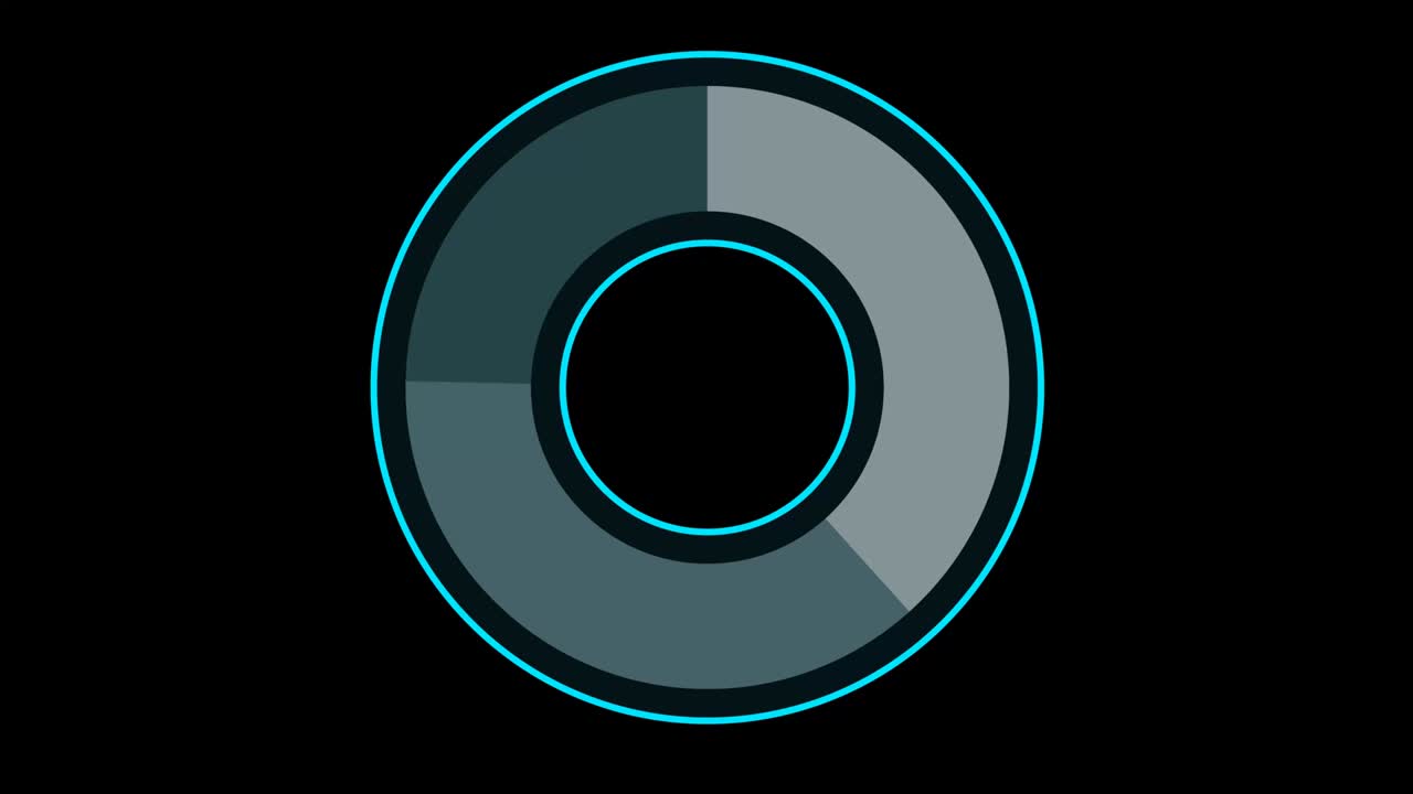 info gráfico de tres partes círculo azul negro blanco tono de color y parpadeo