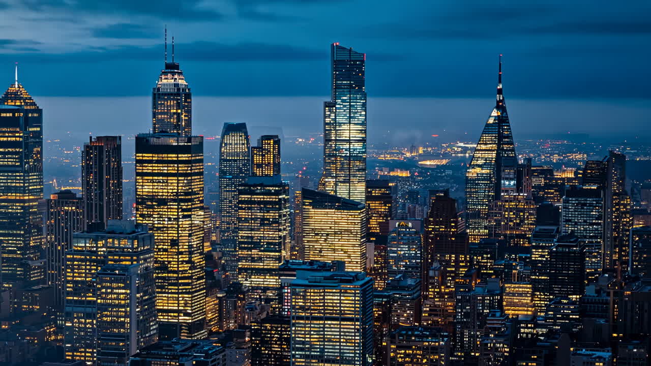 El horizonte de la ciudad de Nueva York por la noche