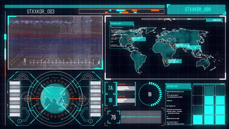 animación del procesamiento de datos sobre un fondo negro