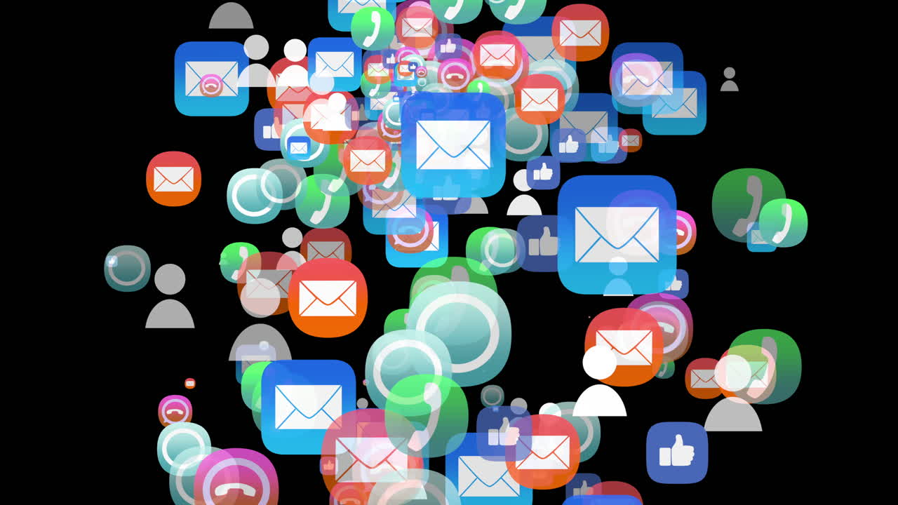 Vibrant display of social media internet Communication icon symbols