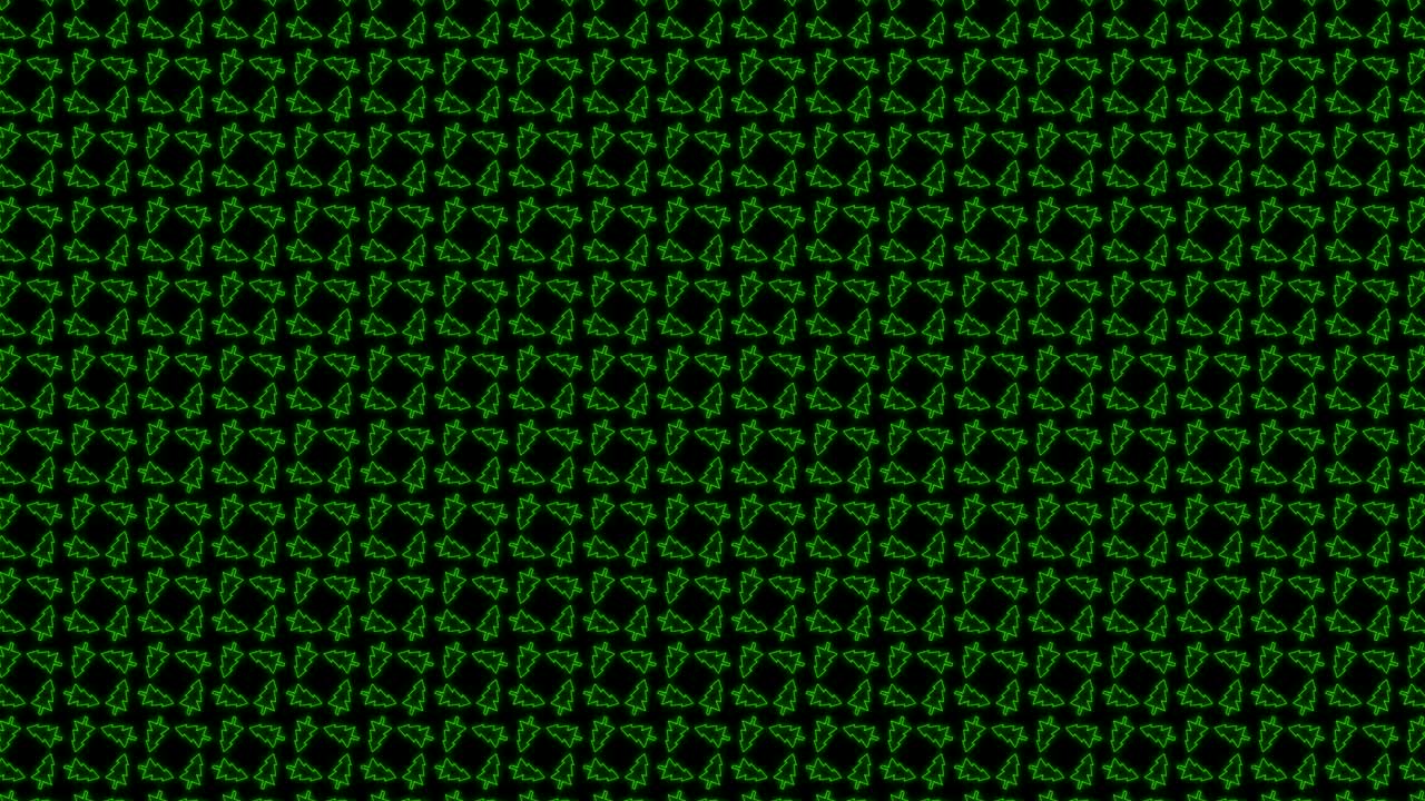 patrón de animación de fondo de mosaico de árbol de navidad en verde brillante y negro
