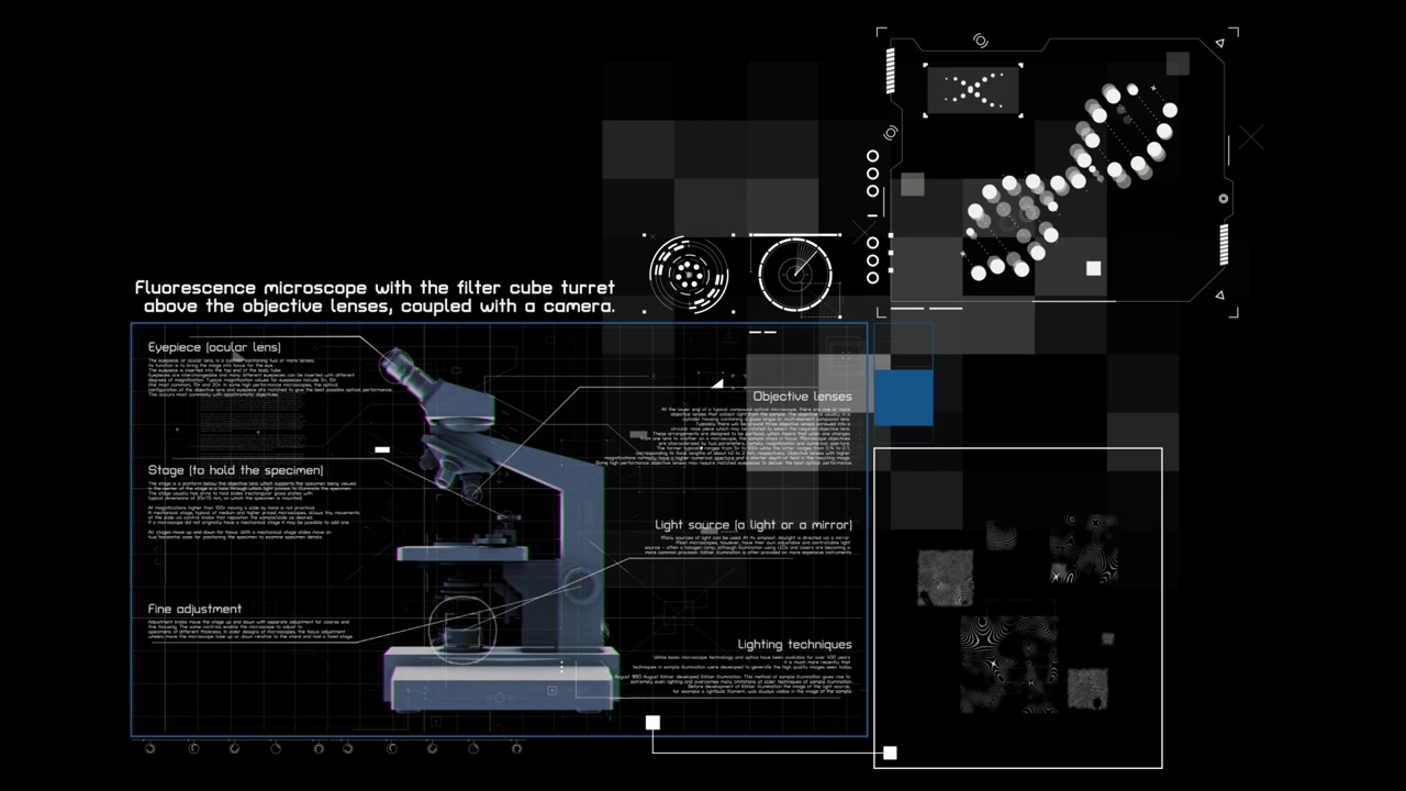 Affichage numérique d'un microscope à fluorescence avec interface de données scientifiques