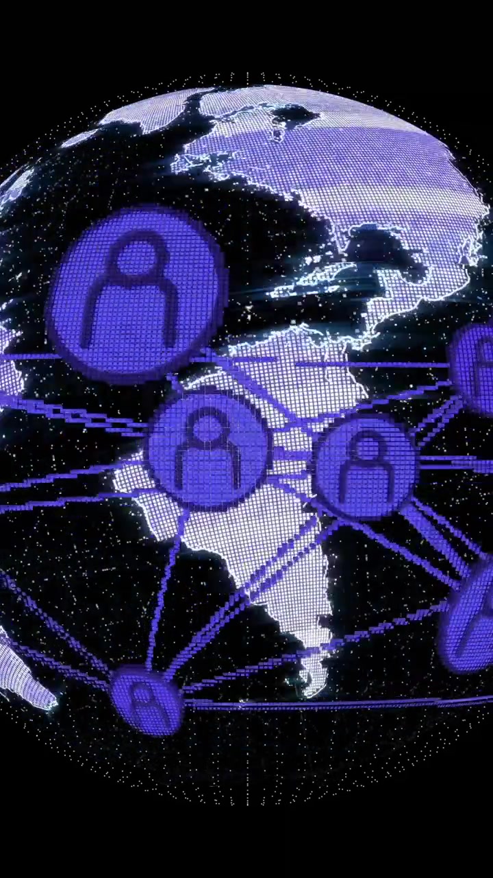 Animation of media icons over globe