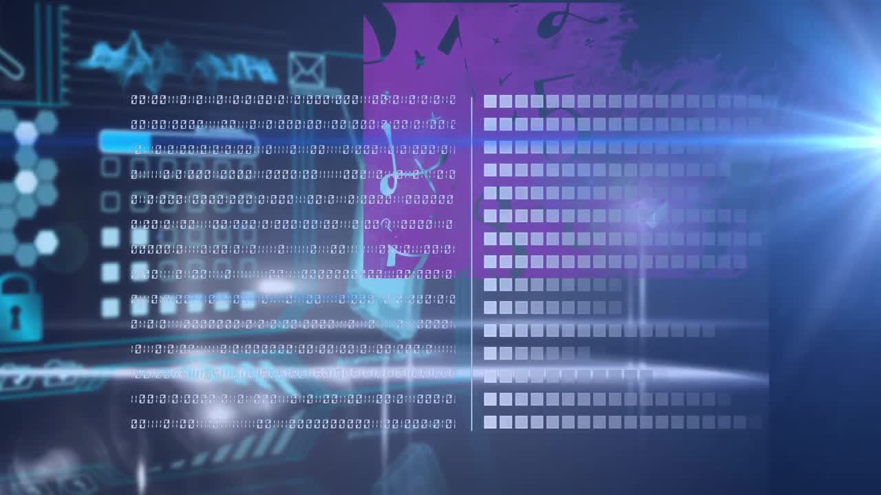 animación de codificación binaria y procesamiento de datos