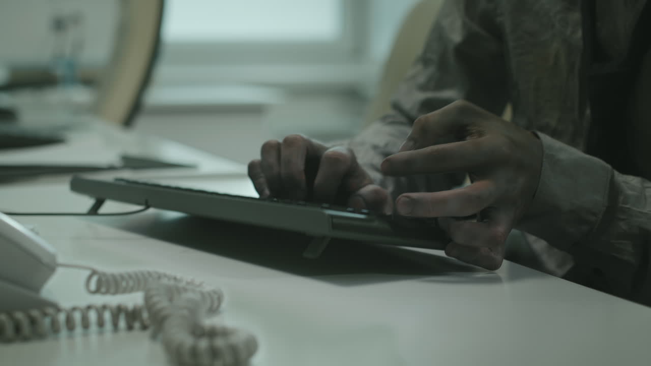 Zombie Businessman Using Keyboard