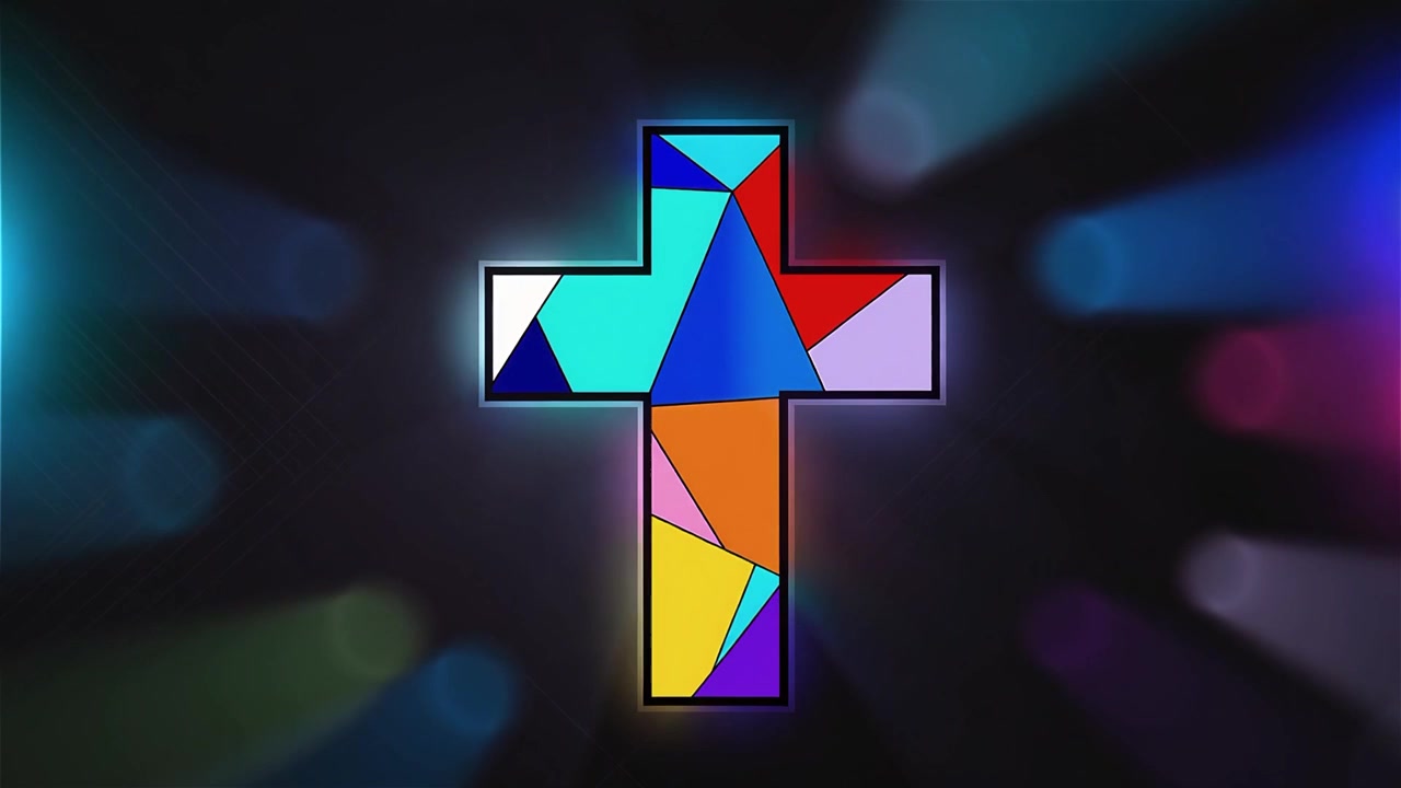 Christliches Kreuz, himmlisches Licht, Anbetungshintergrund.