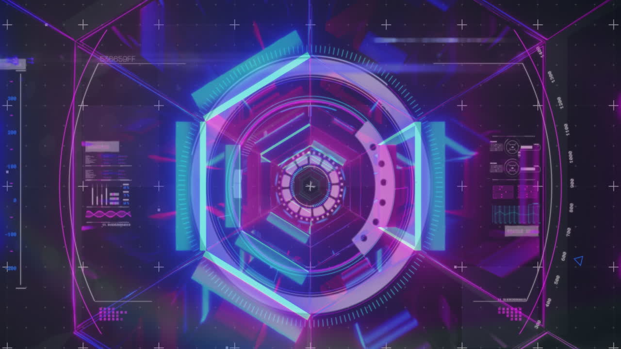 검은 바탕에 대한 범위 스캔과 데이터 처리의 애니메이션