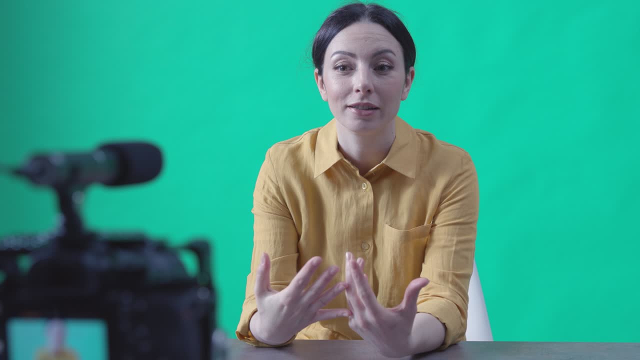 Professional vlogger and videomaker recording a video