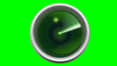 animation loop of an old radar screen with an echo on green background