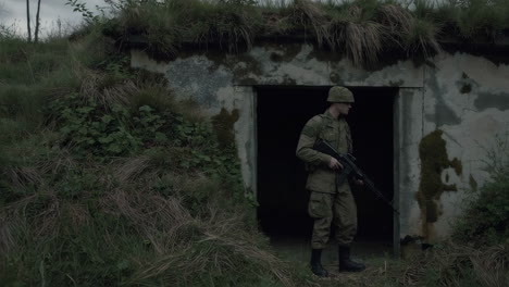 soldier in a bunker