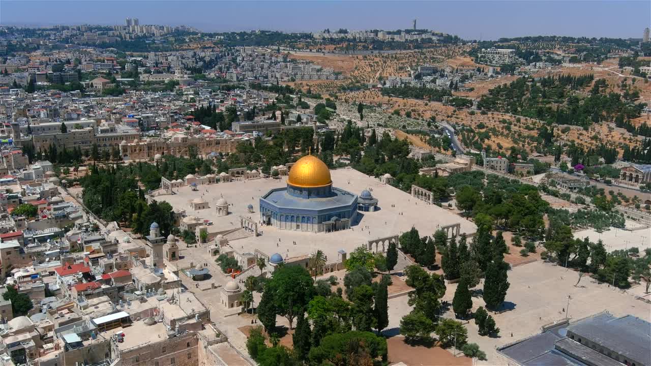 muro occidental y la mezquita de al-aqsa, aérea, israel