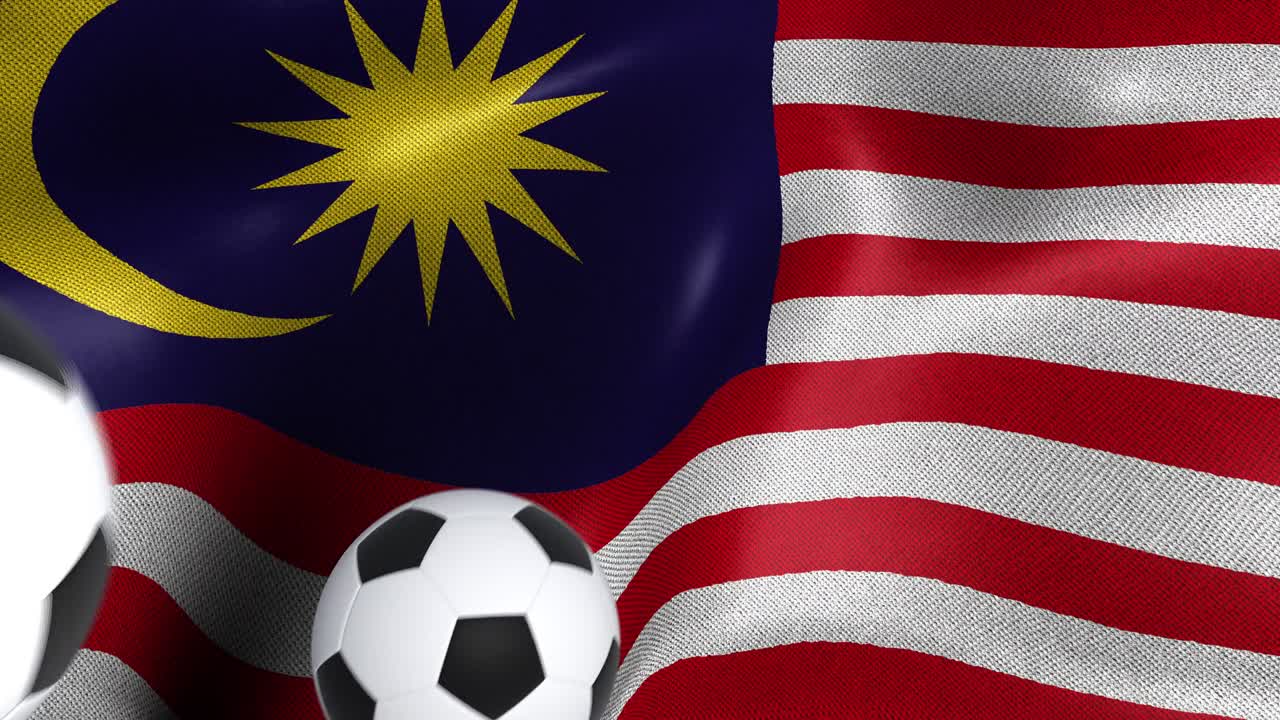 Bandiera della Malesia con palloni da calcio