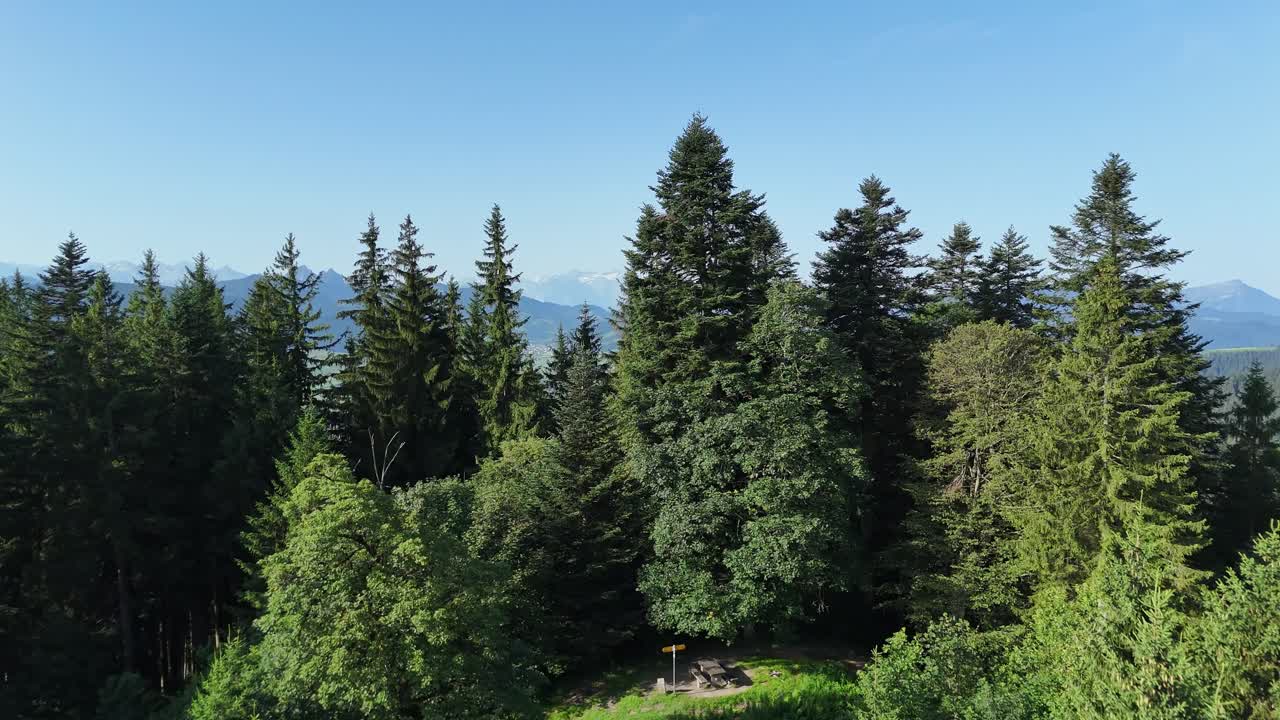 Stunning view of Wildspitz mountain in Oberägeri, Switzerland under a clear blue sky
