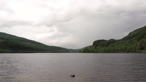 Relajante-Escena-Del-Lago-Escocés-Boscoso-En-Un-Día-Nublado