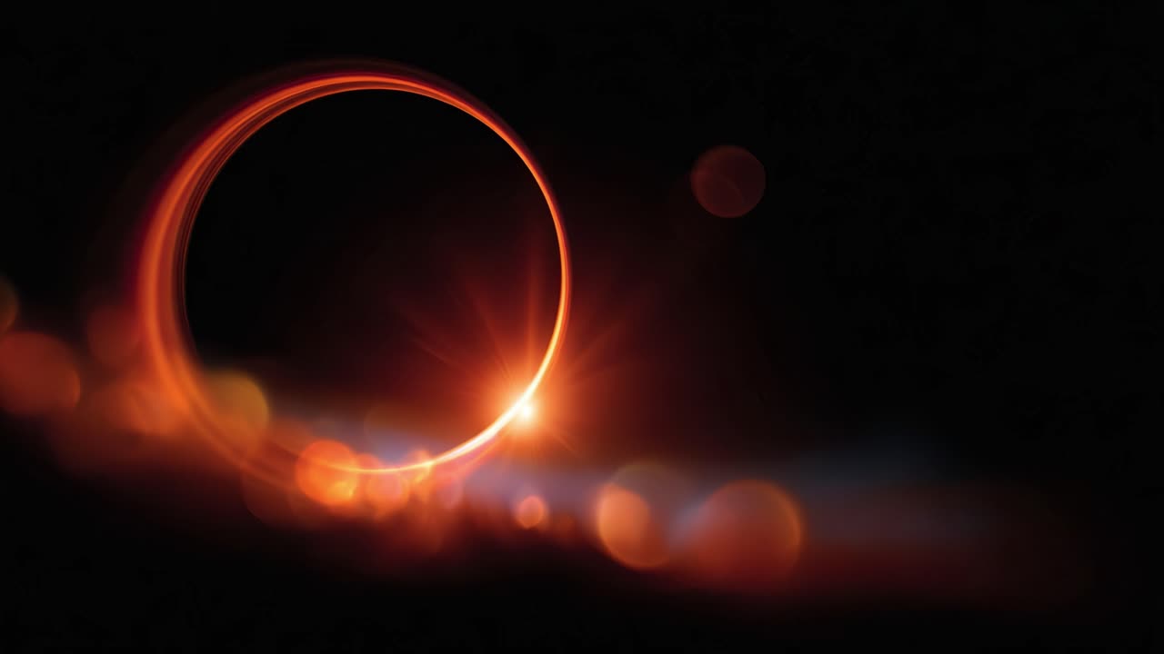 Beautiful celestial phenomenon showcasing a stunning solar eclipse transitioning through its phases, with vibrant colors and a striking glowing ring against a dark sky