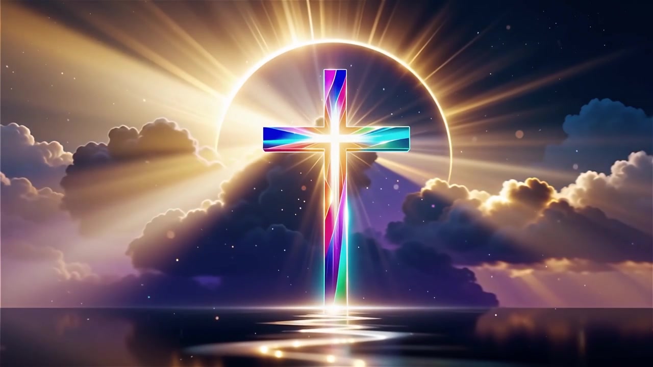Christian Cross Heavenly Light Worship Background