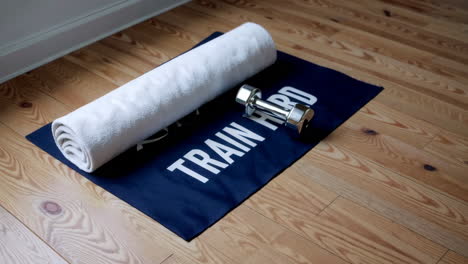 workout equipment on a mat