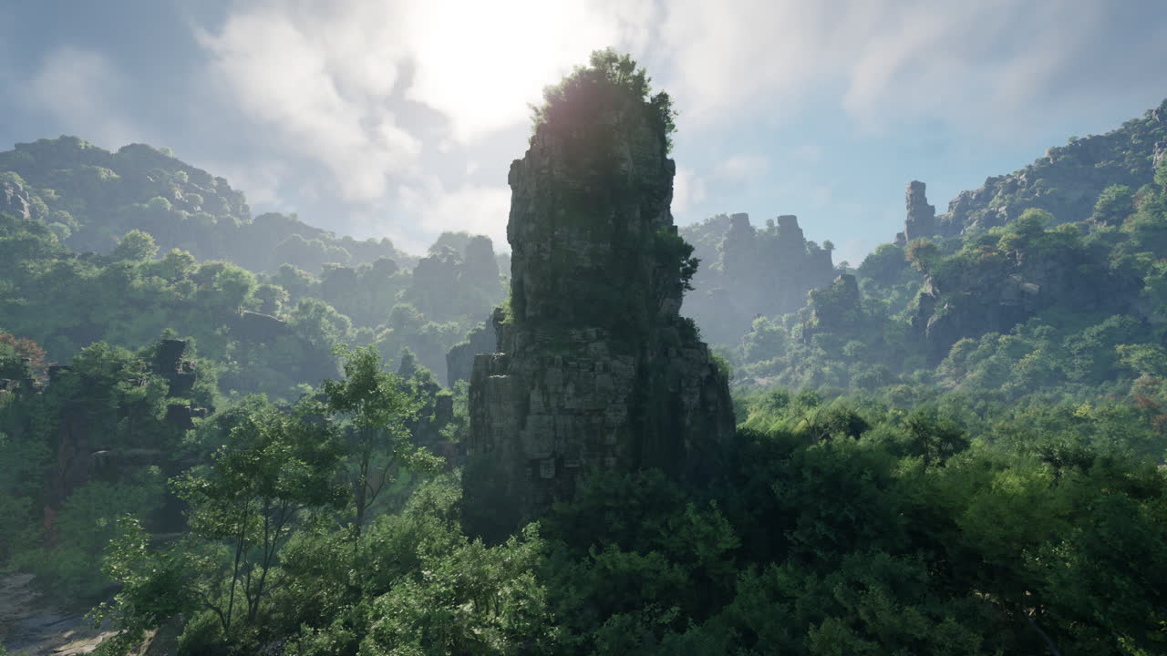 un alto acantilado de piedra que se eleva desde un bosque