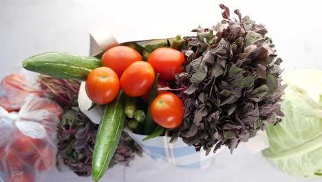 fresh vegetables in a bag